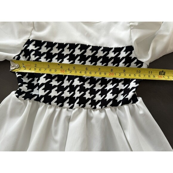 Girl's houndstooth print puff sleeves peplum top flare legs pants set size 4T - Picture 12 of 13